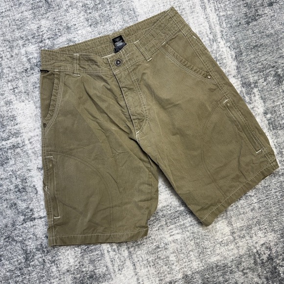 Kuhl Rambler Shorts Mens 30 Brown Vintage Patina Dye Canvas Cargo Hiking Travel - Picture 2 of 13